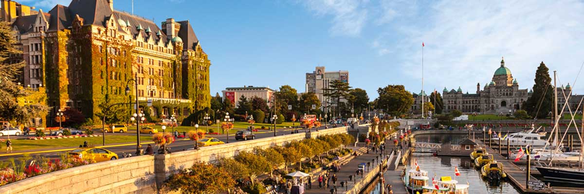 Victoria, Canada, location of GV Victoria where students come to learn English skills. Inner harbour and parliament.