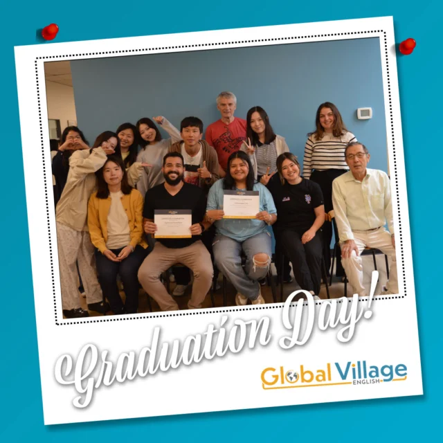 🤩Ita92;s Graduation Day Again!🎊

A few more goodbyes this week, so a few more hugs and tears: welcome to Fridays at GV.

🎓 We said goodbye to Viridiana Rangel Coria – a lovely member of our GV5 class. She’ll be missed for her great smile and friendly demeanour to everyone. Best wishes back in Mexico Viri!!

🎓Valeria Alejandra Barton Aguilar graduated her pathway program today. She will be joining some of our other students and ex-students at Camosun college this fall. A hard worker and a super popular Peruvian, we are sure she will be successful at whatever she does.

🎓 Daiki Hijikata will be staying here in Victoria looking for work., so we hope he’ll drop by sometime to say hi to all his new friends.

🎓 Priska Gautschi will be returning to Switzerland where she will be beginning her studies in mechanical engineering in August.
